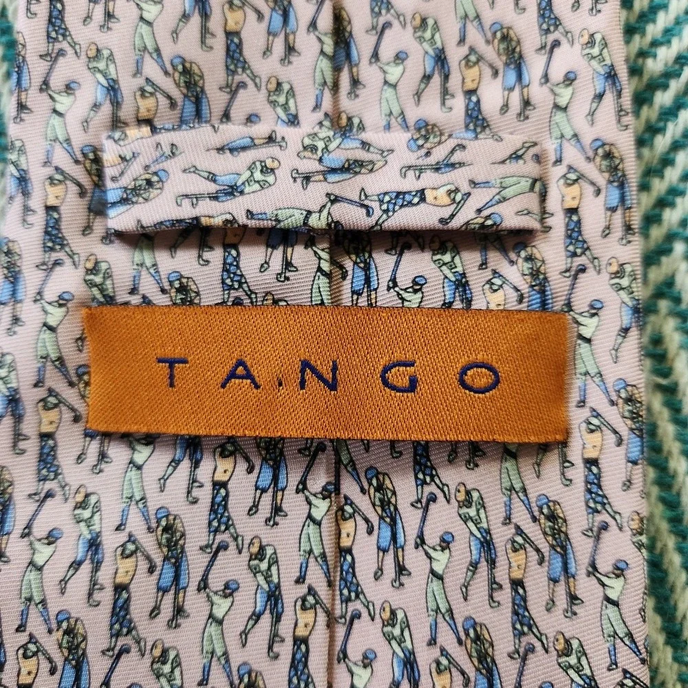 Tango Golf Tie Novelty Print All Silk Necktie Menswear Pink‎ Hand Made
